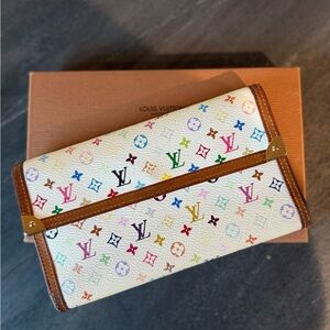 Louis Vuitton Vintage White Multicolor Monogram Wallet